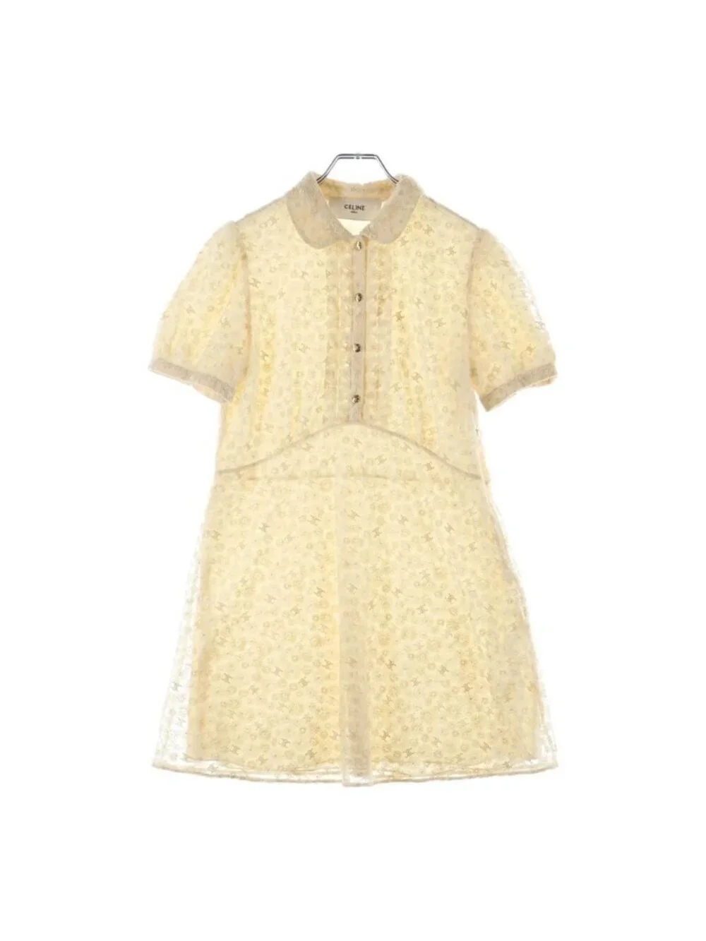 Celine Embroidered Babydoll Mini Dress in Tulle Triomphe Polyester Floral Baby